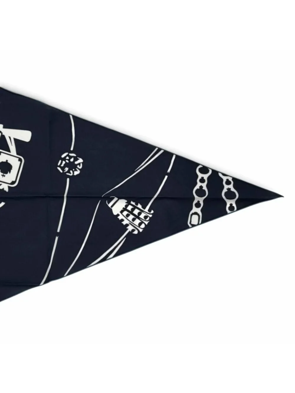 Hermes Rosange GM Royal Horse Tackle Cotton Marine Blue Turcan Diamond Scarf